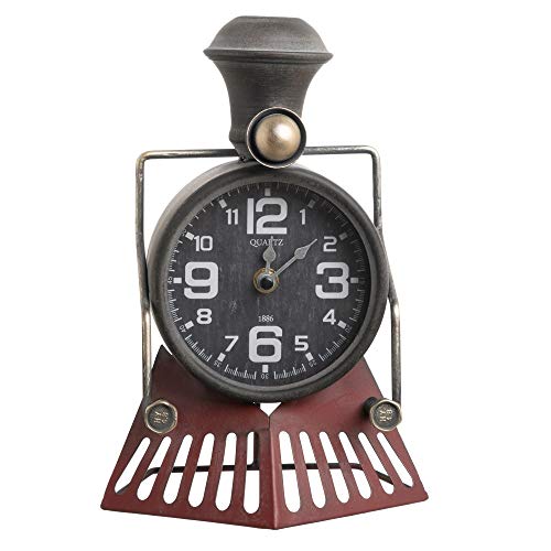Reloj Industrial de Tren Antiguo Rojo de Metal de 26x10x18 cm - LOLAhome