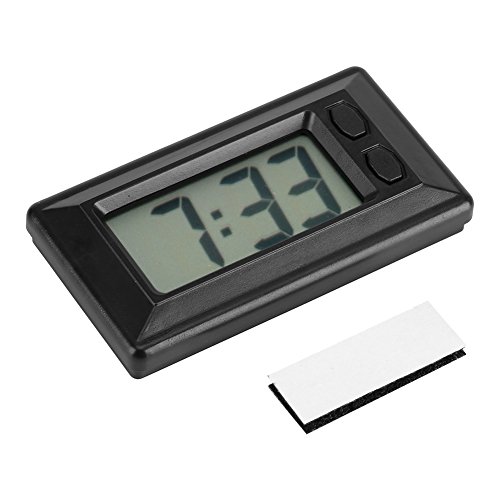 Reloj Portátil LCD Mesa Digital Coche Tablero de Instrumentos Escritorio Reloj electrónico Fecha Hora Calendario Panel de Instrumentos con Almohadilla Adhesiva