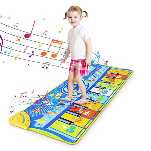RenFox Alfombra Piano de Suelo Alfombra Musical de Teclado Alfombrilla Musical Tapete Baile Estera Piano Mat Touch Juego Regalo Juguete para Niños Bebe 130 x 48 cm