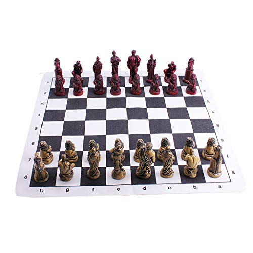 RKL Ajedrez Antiguo de ajedrez Romano Piezas de alojamiento de Caoba de Alta Gama Tabla de ajedrez de Madera sólida Estudiante de Tablero de ajedrez de Adultos Juego de enseñanza de Adultos