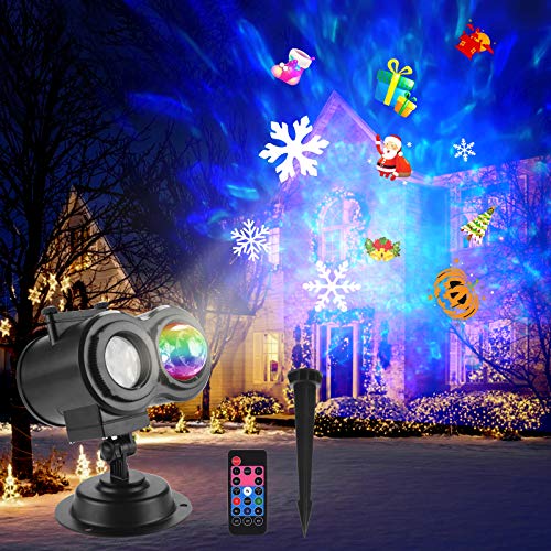 ROVLAK LED Proyector Luces IP65 Impermeable Proyector Luz con Control Remoto 3D Rotación Olas de Agua Lámpara de Proyección Al Aire Libre Luz de Jardín Proyector para Navidad Fiesta Halloween