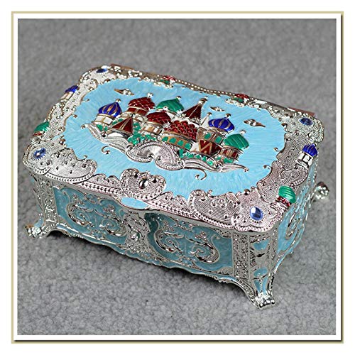 RWX Caja De Joyería De Aleación De Esmalte, Anillo Exquisito Creativo, Organizador De Joyas De Collar, para Niñas, Cumpleaños De Damas, Regalos del Día De San Valentín (Color : Light Blue)