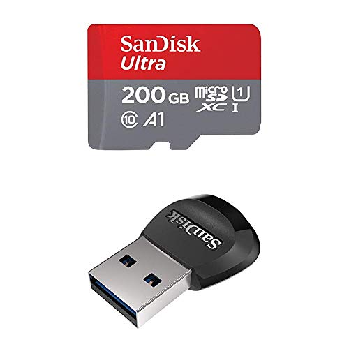 SanDisk Tarjeta de Memoria Ultra Android microSDXC UHS-I de 200 GB con Adaptador SD + SanDisk MobileMate USB 3.0 - Lector de Tarjetas MicroSD