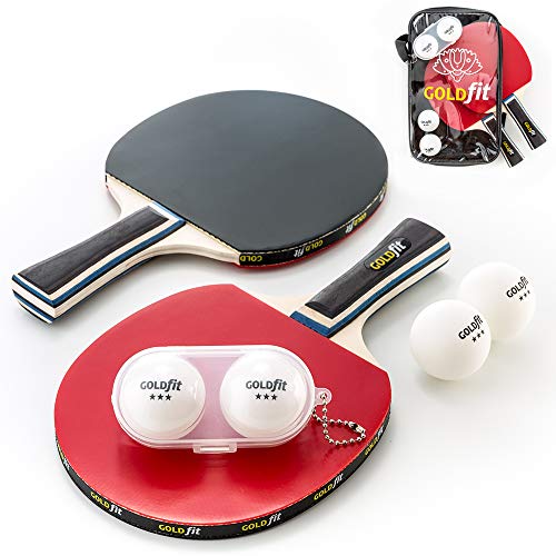 Set de Ping Pong de 2 Palas y 4 Pelotas de Tenis de Mesa con Funda Porta Raquetas y Estuche para Bolas de Regalo.