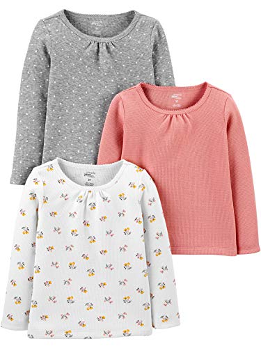 Simple Joys by Carter's Multi-Pack Long Sleeve Infant-and-Toddler-Button-Down-Shirts, Rosado, (Floral/Pink), 18 Months, 3