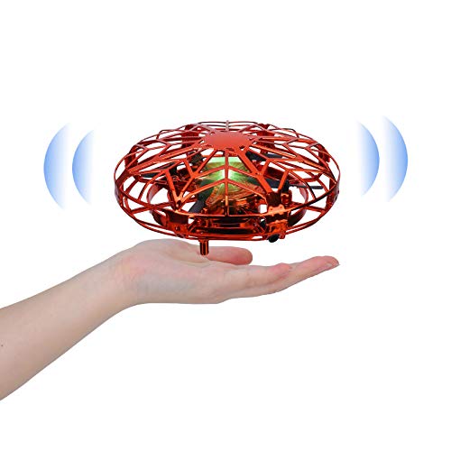 Sinwind Mini Drone UFO, Mini Drone para Niños Flying Toy Recargable UFO Helicóptero 360°Rotación Libre A Mano Drones Regalos para Niños Niñas Juguetes Voladores (Red)