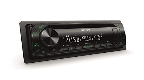 Sony CDX-G1302U - Reproductor CD para Coche (Extra Bass, USB, amplificación de 55W x 4 Salidas, Ecualizador de 10 Bandas, Luces Verdes), Negro