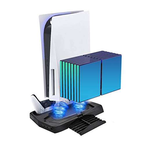 Soporte Vertical Para Consola PS5: Ventilador De Base De Enfriamiento Multifuncional De Carga Dual Diseñado Para CD-ROM PS5 / Consola De Juegos Digital, Con 3 Puertos USB