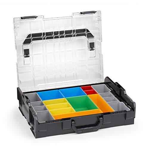 Sortimo Bosch L-BOXX 102 - Maletín de herramientas de plástico con tapa transparente y caja interior H3 para piezas pequeñas, sistema de almacenamiento ideal de tornillos