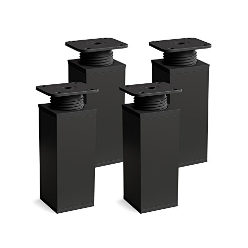 sossai® Patas para muebles MFV1 | 4 piezas | altura regulable | Diseño: Negro mate | Altura: 120 mm (+20mm) | Perfil cuadrado: 40 x 40 mm |Tornillos incluidos
