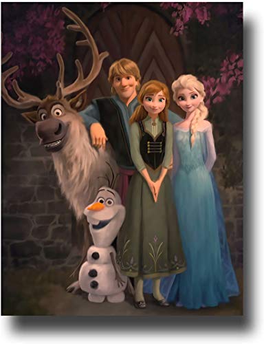SSKJTC Disney Art Frozen Personajes Grupo Foto para Sala de estar Oficina Paleta de 45 x 24 pulgadas