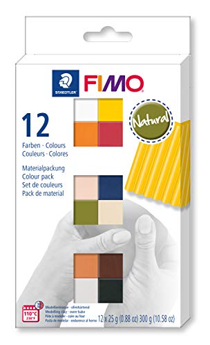Staedtler 8023-C12-4. Pasta para modelar FIMO. 12 pastillas de colores de 25 gramos. Pack Colores Naturales. , color/modelo surtido