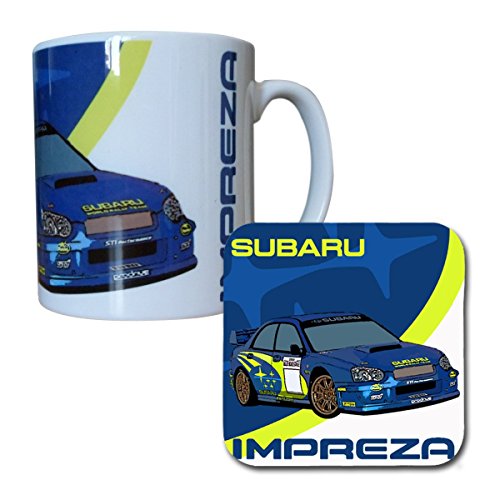Subaru Impreza WRC Rally Car Taza y posavasos