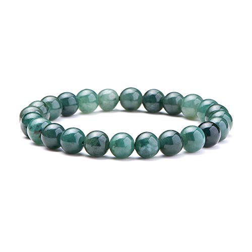 SUNNYCLUE Natural auténtica esmeralda Jade piedras preciosas pulsera elástico 8 mm Ronda Perlas de aproximadamente 7 "unisex