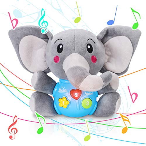 Tacobear Peluche Elefante Juguete Felpa Elefante Interactivo Juguete para Bebé Juguetes Musicales Juguetes Sonido con Música Ligero Función Juguetes educativos Regalos para bebés Niños 6 Meses