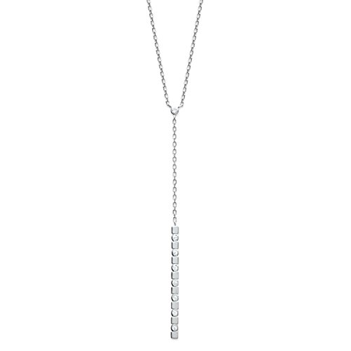 Tata Gisele© collar con cadena y en plata 925/000 Circona Long colgante 70 mm pequeños cuadrados y circonitas redondas – incluye bolsita regalo terciopelo