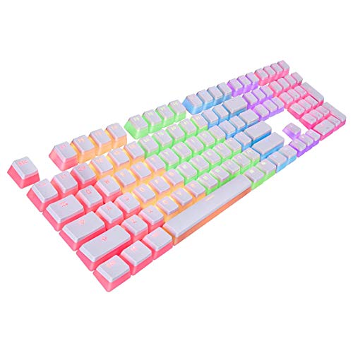 Tewerfitisme OEM Profile Pudding Keycaps Double Shot PBT Keycap Set with Translucent Layer for DIY 60% 87 TKL / 104 MX Switch Mechanical Keycap - White