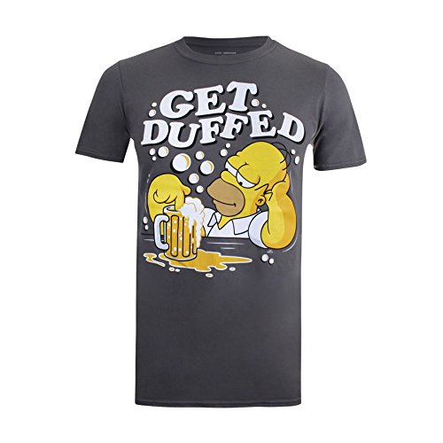 The Simpsons Get Duffed Camiseta, Gris (Charcoal), XXL para Hombre