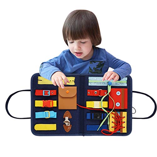 Toddler Busy Board - Tablero sensorial Montessori para niños pequeños - Desarrolla habilidades básicas y motricidad fina - Aprende a vestir juguetes para niños de 1 a 4 años, juguetes educativos