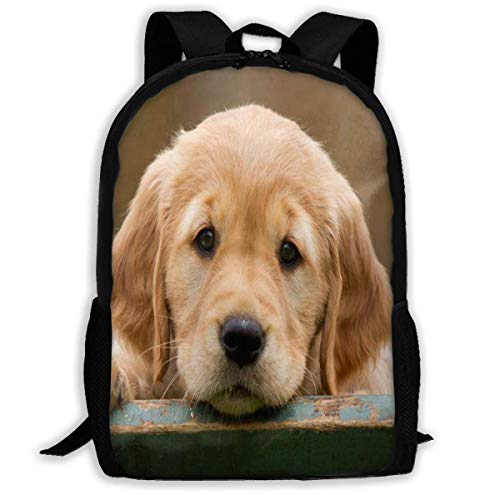 TTmom Zaini/Zaino Casual,Borse a Zainetto, Backpack Lovely Golden Retriever Puppy Zipper School Bookbag Daypack Travel Rucksack Gym Bag For Man Women