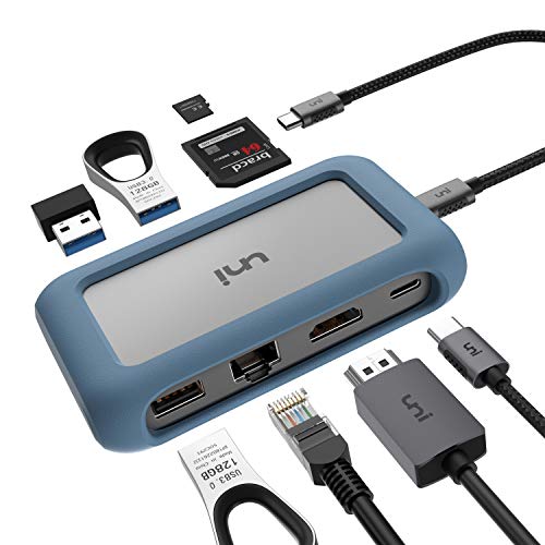 uni Hub USB C 8 en 1, USB C Hub con un Conector extraíble y Funda de Silicona, admite Carga de 100 W, 4K HDMI y más, Compatible con iPad Pro 2018, MacBook, Galaxy S20, Huawei P40, Mate 30 y más
