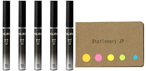 Uni Kuru Toga High Quality Mechanical Pencil Lead, 0.5mm B, Black Case, 5-pack/Total 100 Leads, Sticky Notes Value Set
