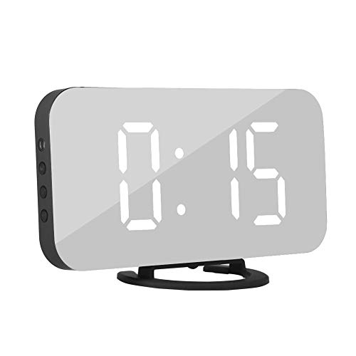 Uxsiya Reloj Digital LED Formato de Hora de 12/24 Horas con Puerto de Salida USB Funciones de repetición Función de Memoria de Tiempo Estudiante para Trabajador de Oficina Reloj Despertador LED