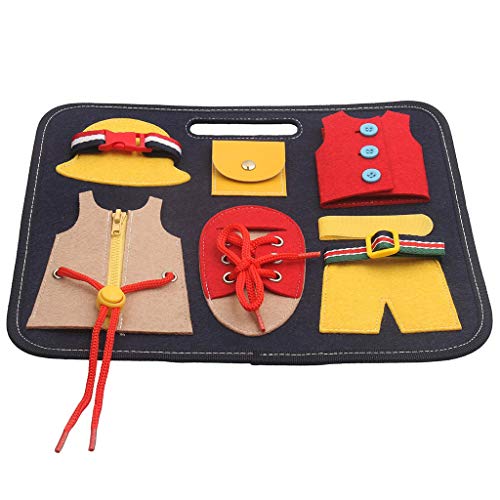 WE-WHLL Baby Busy Board Tablero de Actividad de Habilidades básicas Montessori Aprender Vestido Juguete Educativo