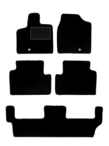 Wielganizator Carlux - Juego de alfombrillas de terciopelo para Chrysler Grand Voyager V 7 personas 2008-2016, 5 piezas, color negro