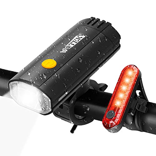 WOTEK 2 in 1 Luces para Bicicleta LED Impermeable, Power Bank 4000mAh Luces Bicicleta Delantera y Trasera Recargable USB, Super Lluminación 4 Modos Luz Bici para Ciclismo Carretera y Montaña