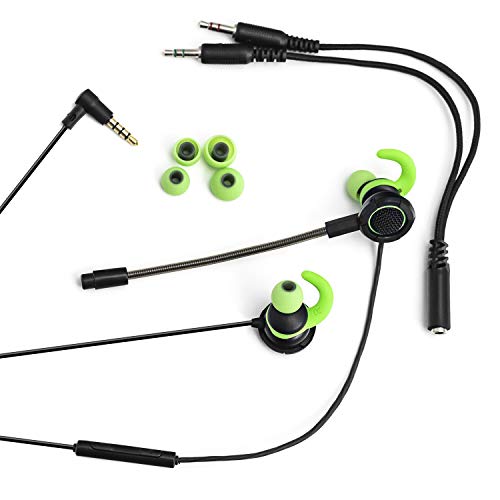 Woxter Stinger Gamer Bud Green - Auriculares Gaming in-Ear (Micrófono Desmontable,Soporte anticaída ergonómico,Función Manos Libres, Smartphone-PS4–PC–Xbox One–Switch,Conector 2 en 1 para PC)