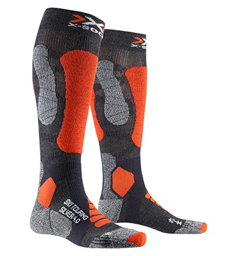 X-Socks Ski Touring Silver 4.0 Invierno Calcetines De Esquí, Hombre, Anthracite Melange/Orange Fluo, 45/47