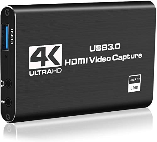 Y&H Tarjetas de captura de juegos 4K, HDMI a USB 3.0 Audio Video Grabber Dispositivo de grabación de juegos HD 1080P 60HZ Live Streaming para PS4, Nintendo Switch