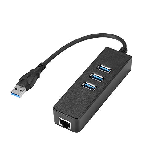 Yizhet Hub USB Ethernet 3.0, 3 Puertos USB 3.0 USB Hub Ethernet Adaptador 10/100/1000 Mbps Gigabit Ethernet para Windows XP/ 8/7/ Vista(32/64bit),2003/2000,Mac OS X, Linux
