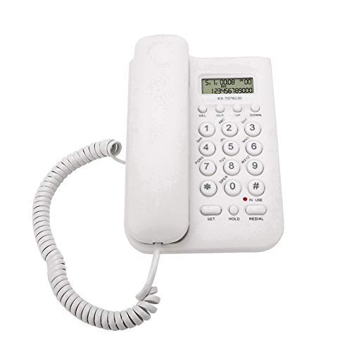 Ymiko Inicio Hotel Escritorio con Cable Teléfono de Pared Oficina Teléfono Fijo Teléfono de Escritorio Teléfono con Cable(White)