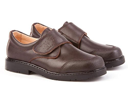 Zapatos Colegiales con Puntera Reforzada Todo Piel, Mod.452. Calzado Infantil (Talla 27 - Marrón Chocolate) - AngelitoS
