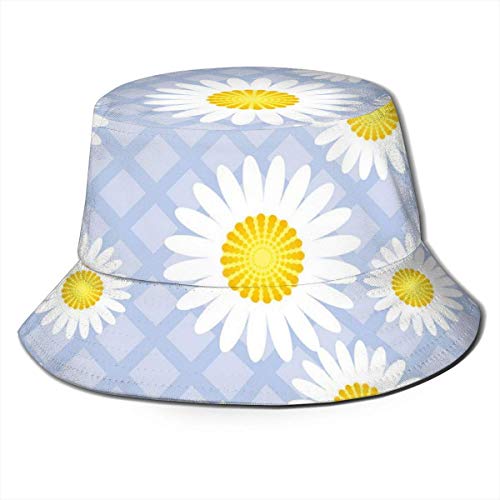 zhouyongz Summer and Winter Outdoor Hunting and Fishing Picnic Sun Cap, Neutral Barrel Cover,White Daisies On A Purple Plaid