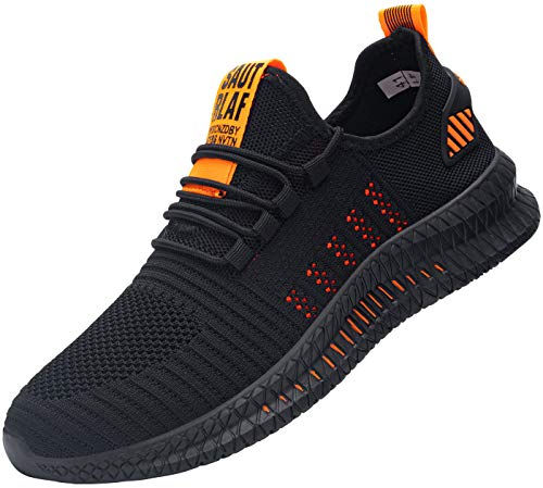 Ziboyue Zapatos de Seguridad para Hombre Mujer Transpirable Ligeras con Puntera de Acero Calzado de Zapatos de Trabajo Industrial y Deportiva (Naranja Negro,39 EU)