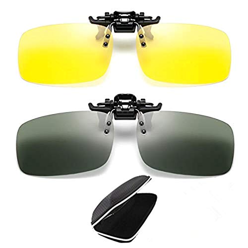 2 pares de gafas de sol unisex Clip en visión nocturna Lentes polarizadas Protección antideslumbrante UV400 Conducción Pesca Disparos Esquí de caza Deportes al aire libre Visión nocturna Gafas para ho