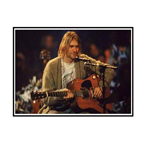ADNHWAN Nirvana Kurt Cobain Guitar Pop Musice Star Póster Artístico de Pared Pintura en Lienzo Decoración para el hogar Imágenes Impresas en Lienzo -50x75cm Sin Marco 1 PCS