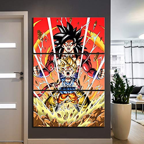 aicedu 3 Dragon Ball Animation Painting Art Super Saiyan 4 Goku Cartoon Character Poster Lienzo Decoración Pintura-40X60Cm