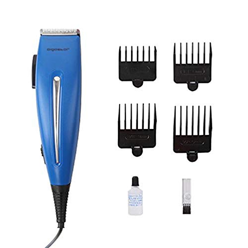 Aigostar Blueflash - Cortapelos y barberos, Maquinilla para cortar el pelo, incluye 4 peines guía y kit completo de mantenimiento, 15 W de potencia y 3 ajustes, cable extralargo. Color azul.