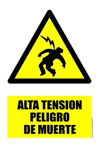 akrocard Cartel Resistente PVC - Alta Tension Peligro DE Muerte - Señaletica de Aviso - Ideal para Colgar y Advertir al transeúnte