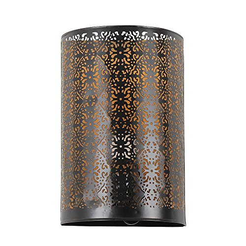 albena shop 71-5315 Kavita oriental lámpara de pared estilo marroquí 30 x 19 cm metal negro/oro interior