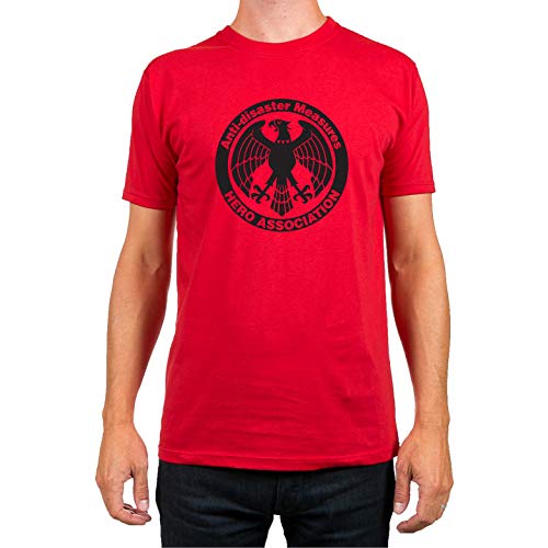 Anti Disaster Measures Hero Association - Camiseta Hombre Manga Corta (Rojo, S)