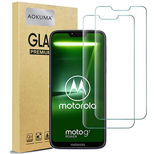 AOKUMA Cristal Templado Motorola Moto G7 Power, [2 Unidades] Protector Pantalla para Motorola Moto G7 Power Robusto Antiarañazos Antihuellas con Borde Redondeado Dureza 9H+ Antiburbujas