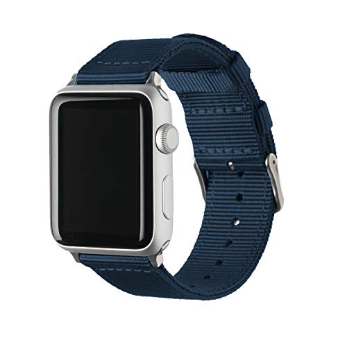 Archer Watch Straps | Repuesto de Correa de Reloj de Nailon para Apple Watch, Hombre y Mujer | Azul Marino/Acero Inoxidable, 42/44mm