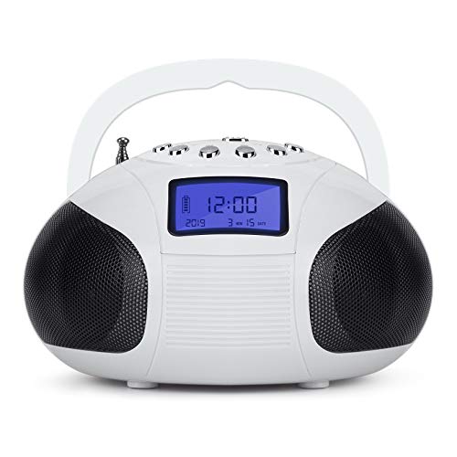 August SE20 Altavoz Bluetooth Radio Portátil - 2 x 3W Hi-Fi Altavoces Radio FM Alarma Despertador Mini sistema Estéreo Lector de MP3 SD /USB / AUX In - Batería Recargable