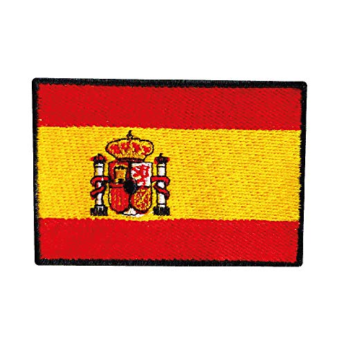 Bandera de ESPAÑA PARCHE BORDADO AUTOADHESIVO, parches termoadhesivos para todo tipo de prendas y artículos textiles, fácil de planchar y colocar, fabricado en España