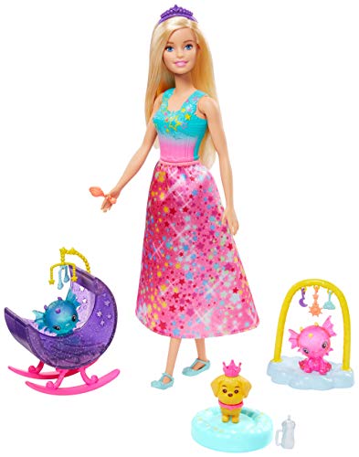 Barbie Dreamtopia Muñeca con Vestido de Estrellas y Mascotas Mágicas (Mattel Gjk51)